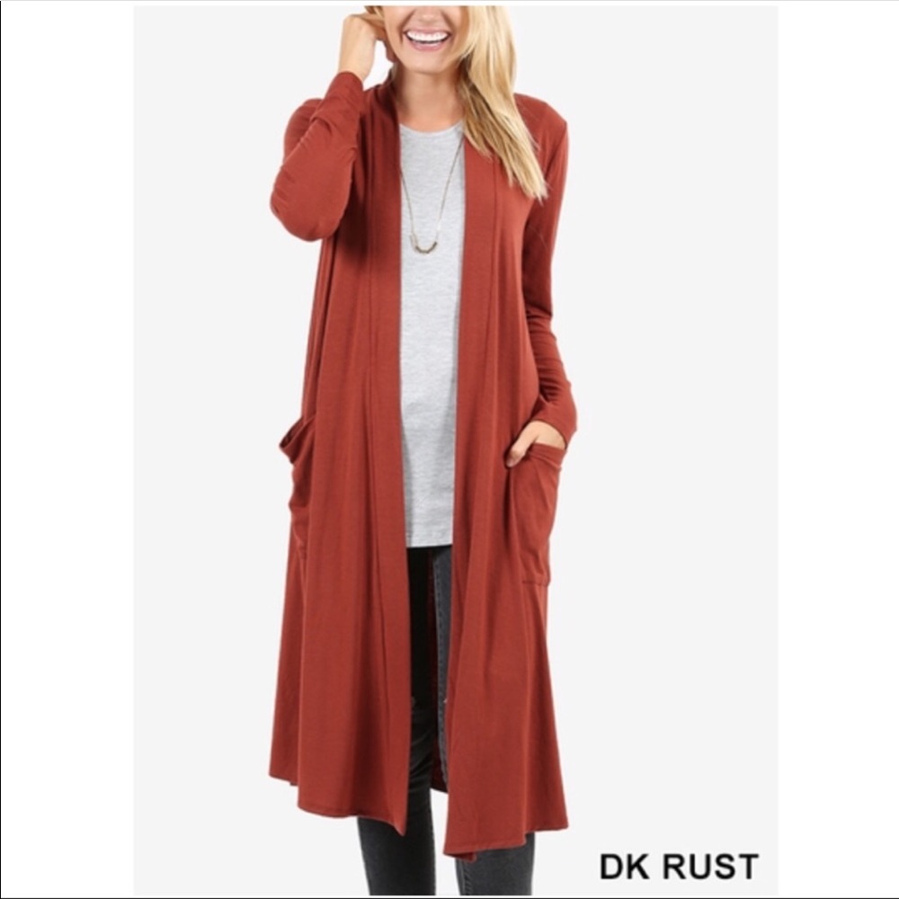Long cardigan in Dark Rust